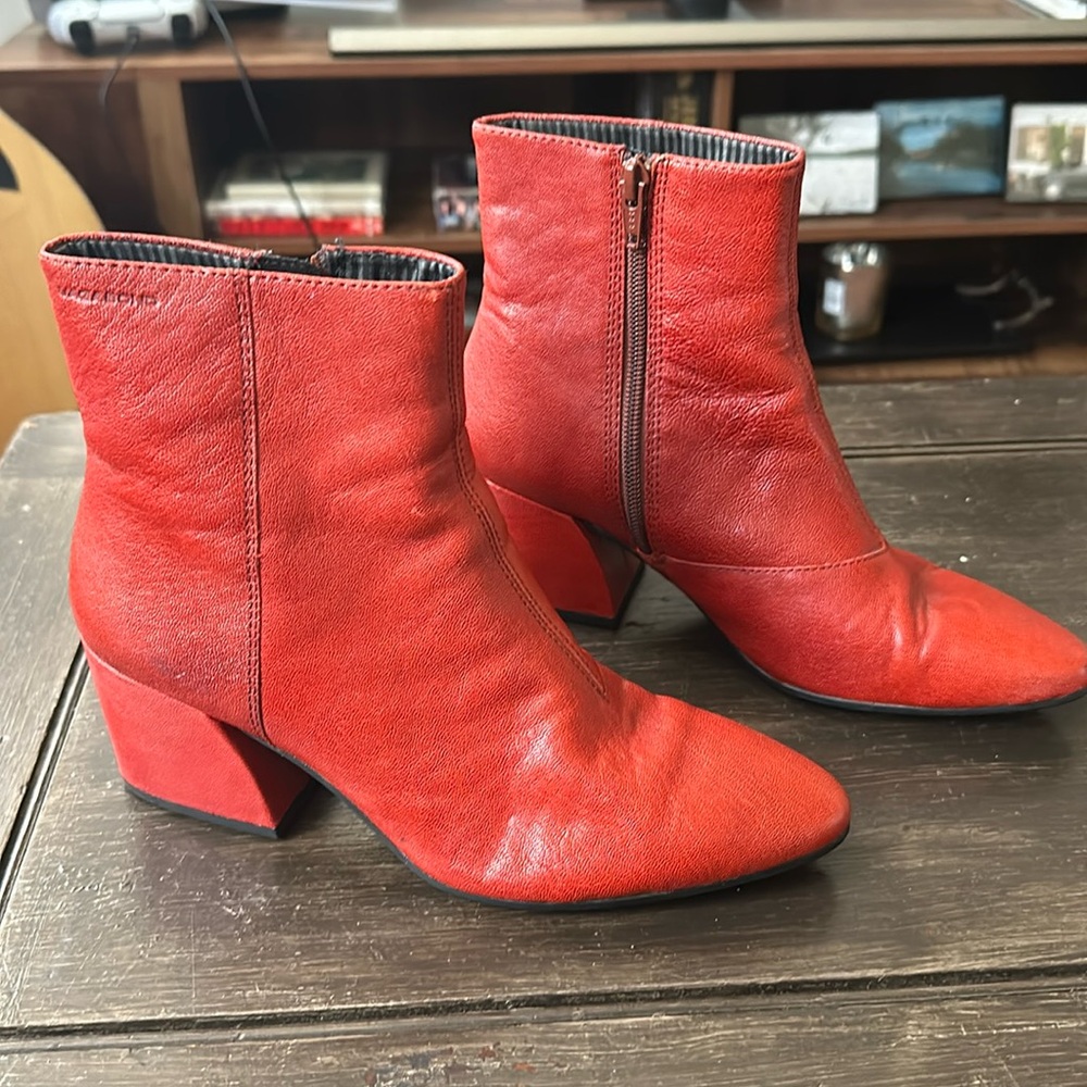 Red Leather Vagabond Olivia Booties